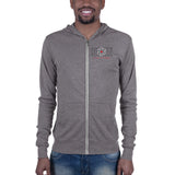 Unisex Zip Hoodie White Logo